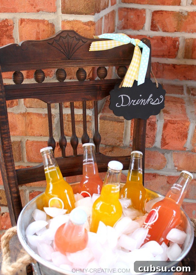 Upcycle an old vintage chair into a pretty drink stand! Perfect for entertaining, parties or bridal showers!