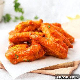 Air Fryer Buffalo Chicken Wings on a board