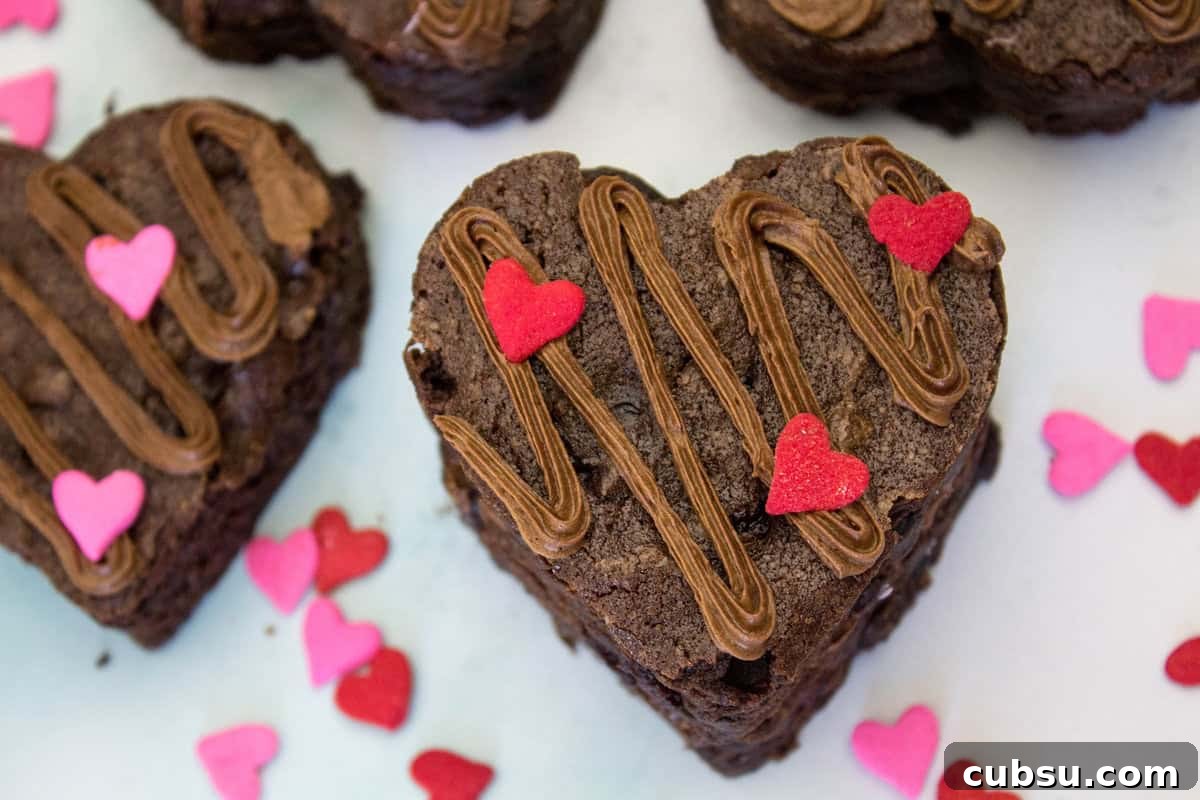 Cherry Chocolate Valentine Heart Brownies