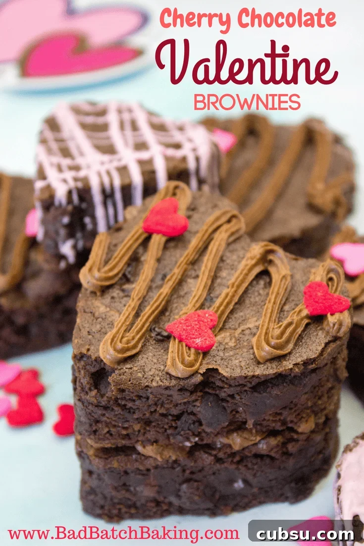Cherry Chocolate Valentine Heart Brownies
