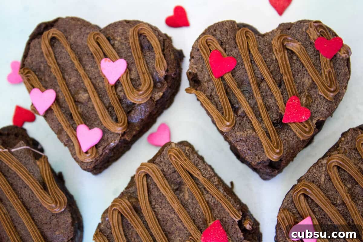 Cherry Chocolate Valentine Heart Brownies