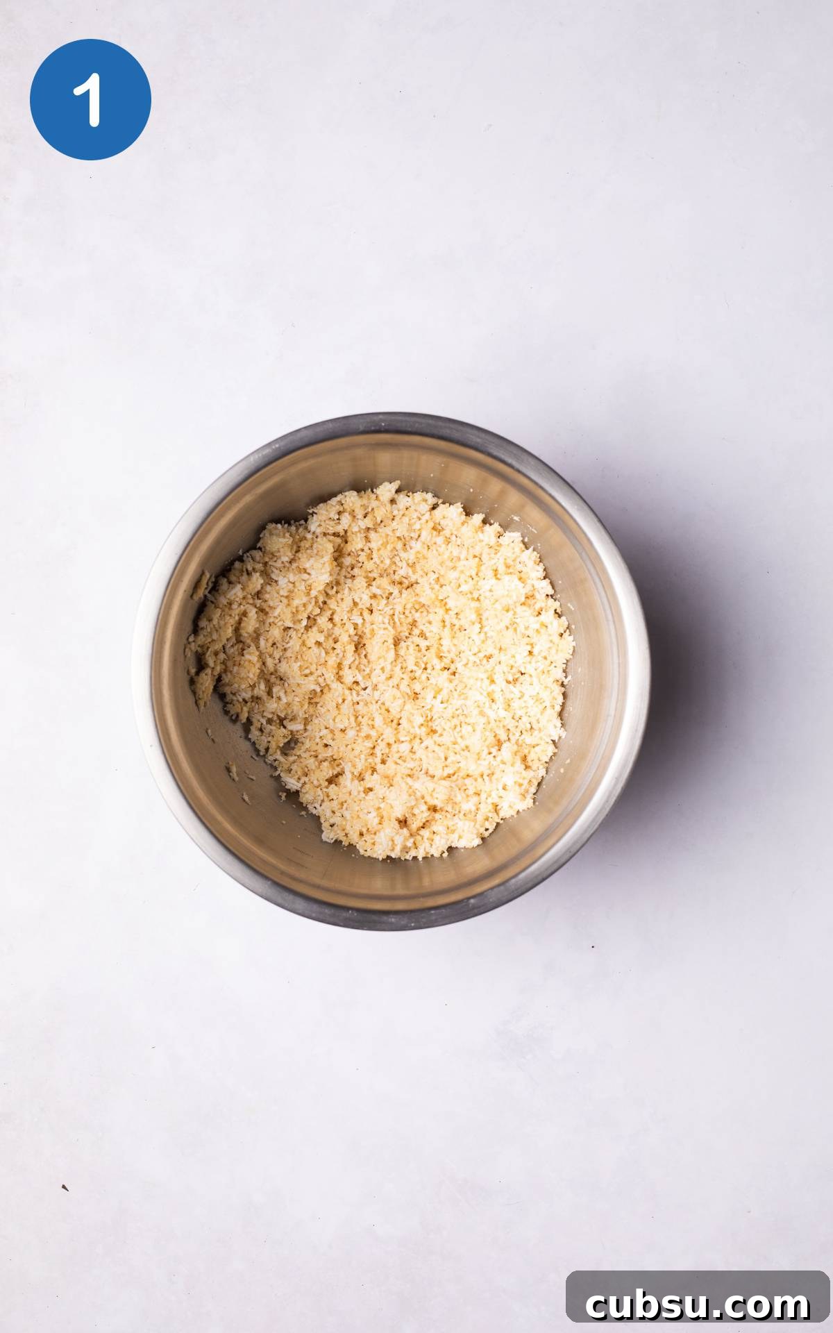 No-Bake Chocolate Coconut Energy Bites 4 Ground Almonds in a bowl.