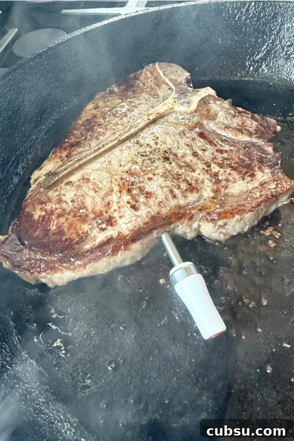 Perfectly Grilled Porterhouse Steak: Juicy Recipe & Tips 4 thermometer in the side of steak