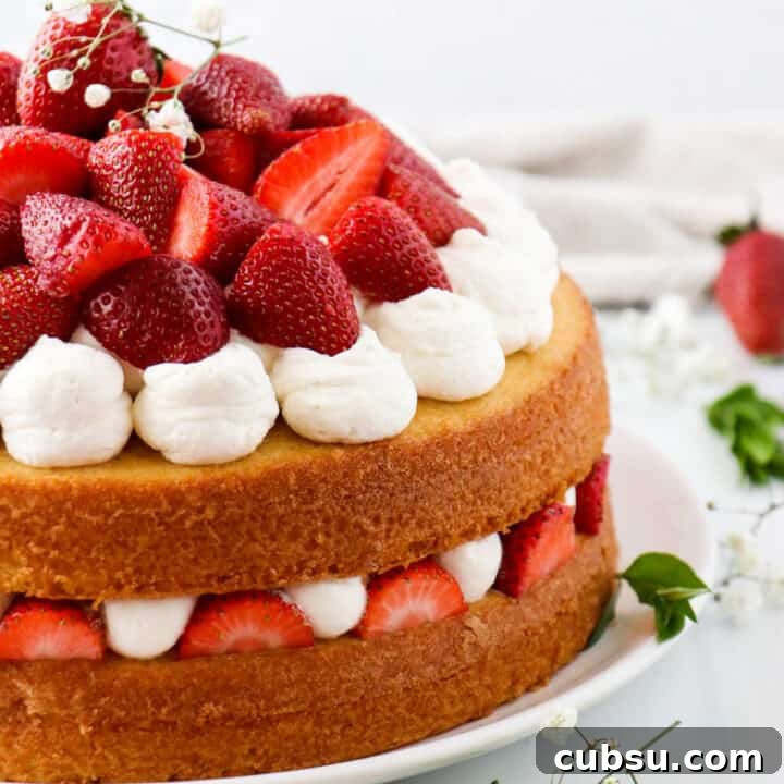 Featured image shot of Vanilla Cake with Strawberry Filling.