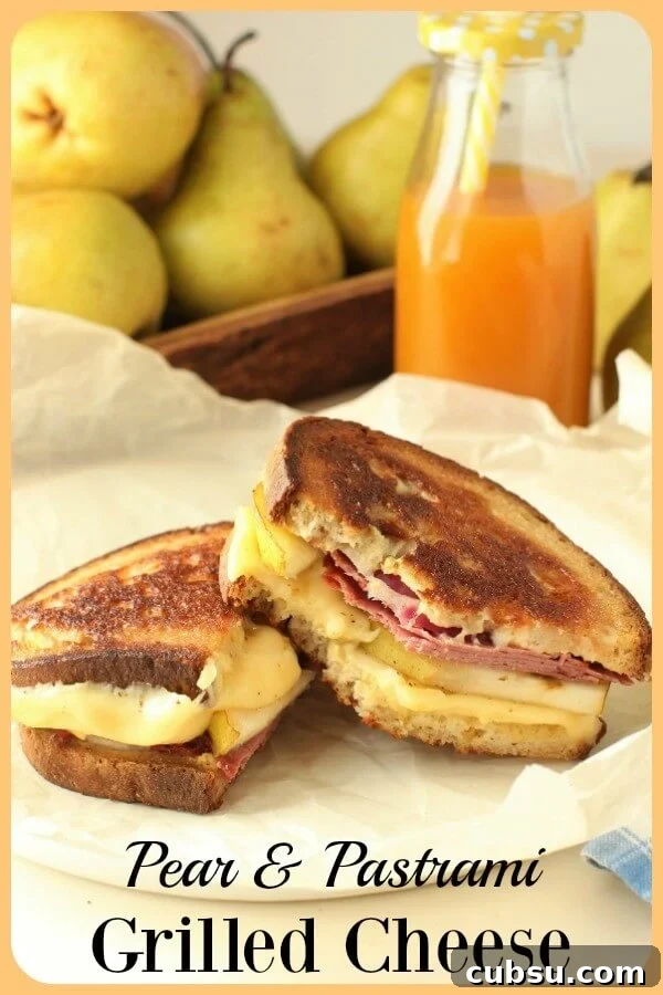 Pastrami and Pear Grilled Cheese Sandwich Recipe 15 Pear & Pastrami Grilled Cheese Pinterest Banner