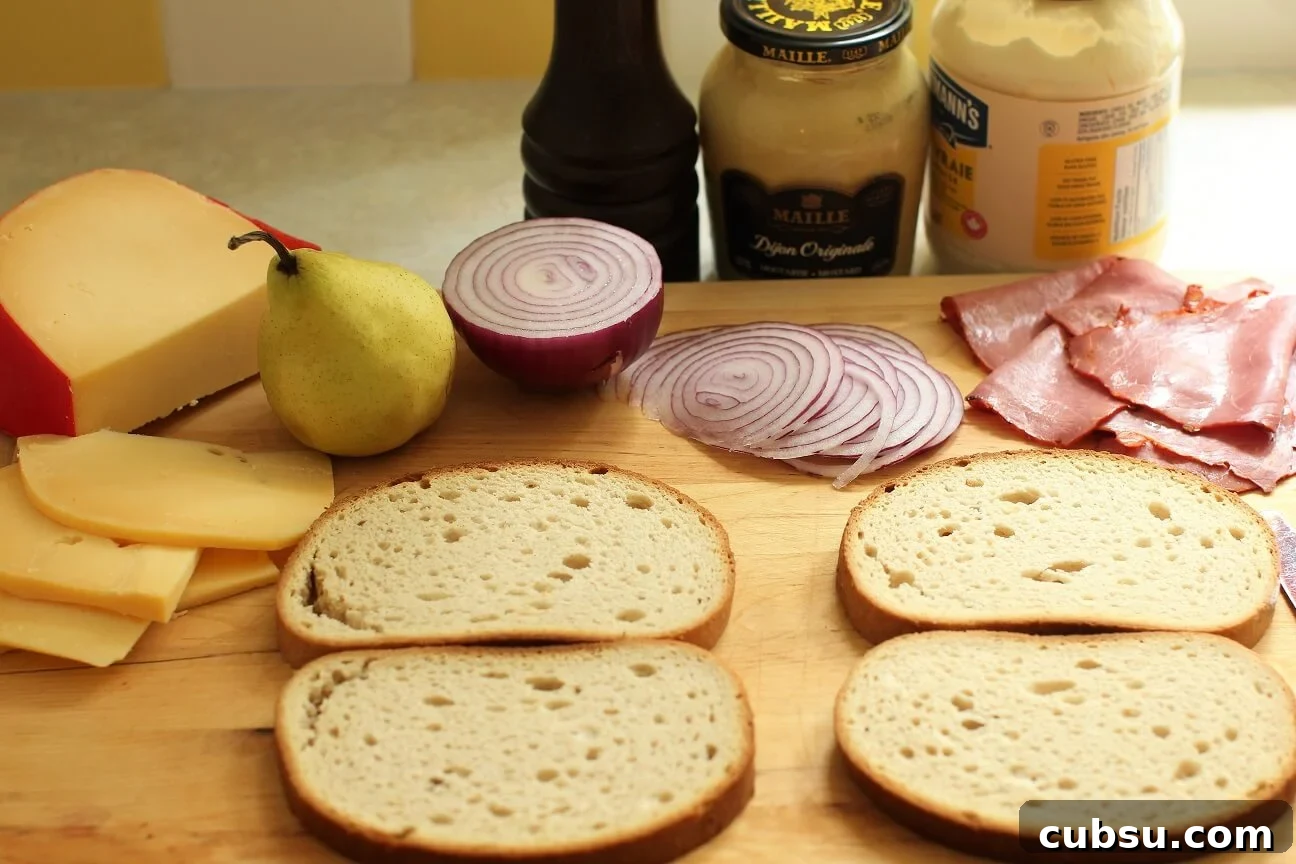 Pastrami and Pear Grilled Cheese Sandwich Recipe 6 ingredients for a delicious pear & pastrami grilled cheese
