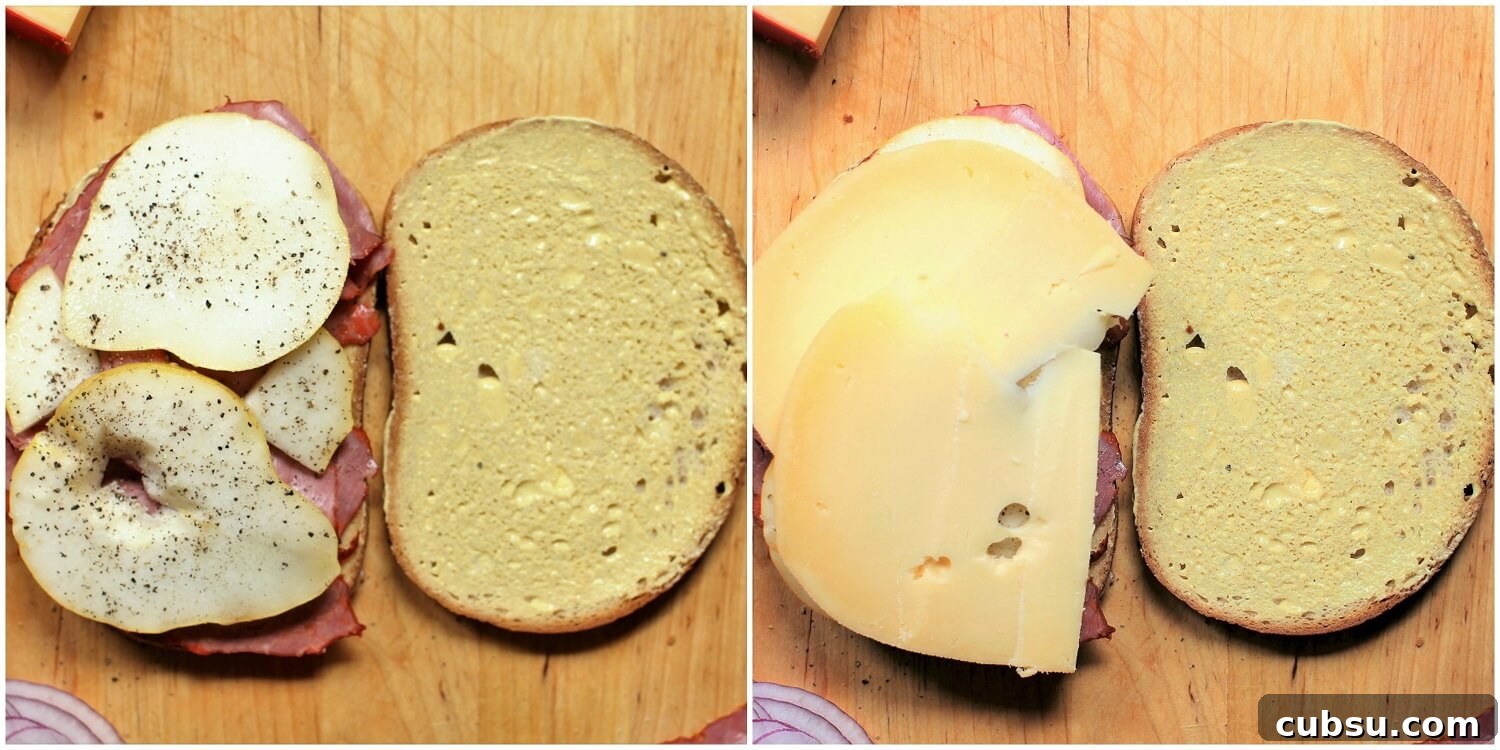 Pastrami and Pear Grilled Cheese Sandwich Recipe 9 how to make a grilled cheese sandwich, steps 5 & 6