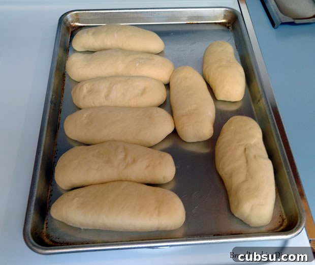 Hot Dog buns in baking pan