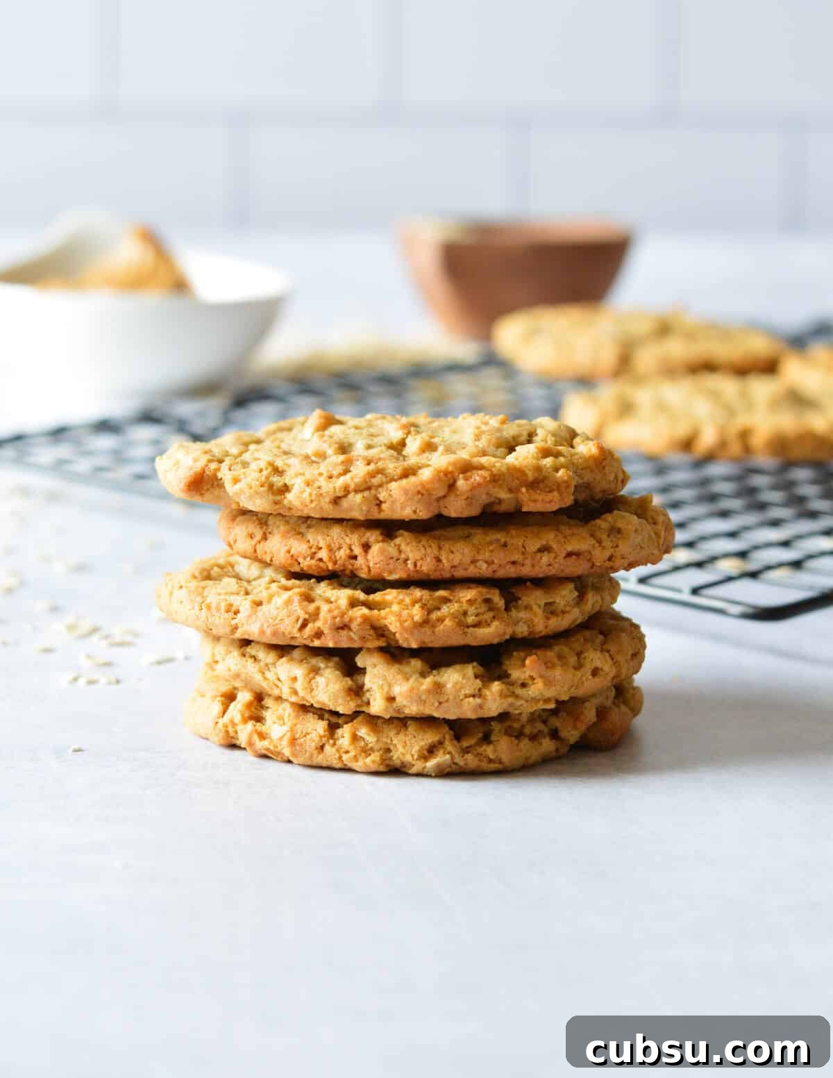 Flourless Peanut Butter Cookies Recipe — Chewy & Gluten-Free 8 a stack of peanut butter cookies