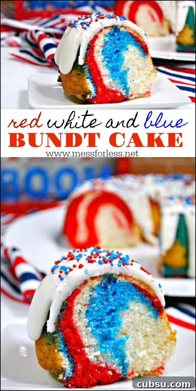 Patriotic Layer Cake: Red, White & Blue Dessert Recipe 2 This Red White and Blue Cake looks complicated but it can be made with some easy shortcuts. It will impress your guests and can be served at any patriotic holiday like Memorial Day or the 4th of July.