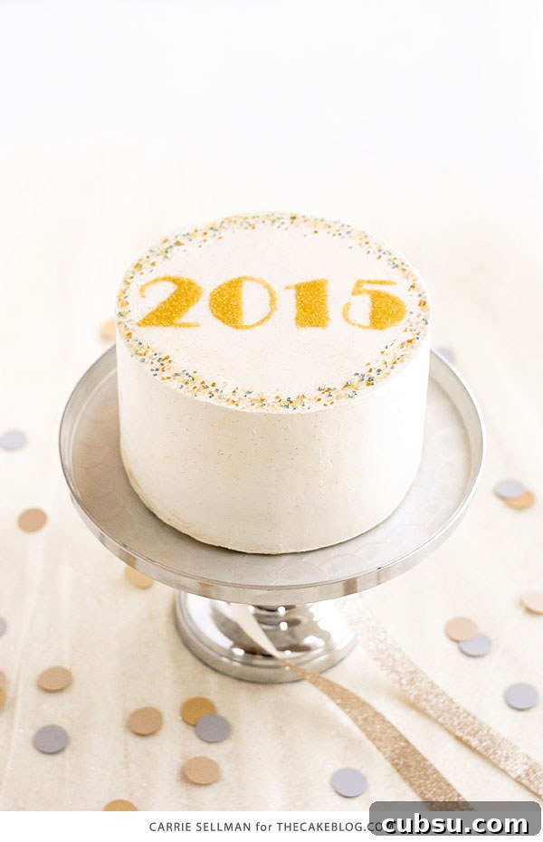 New Years Eve Sprinkle Cake - free template UPDATED for 2019! | by Carrie Sellman for TheCakeBlog.com
