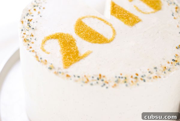 New Years Eve Sprinkle Cake - free template UPDATED for 2019! | by Carrie Sellman for TheCakeBlog.com