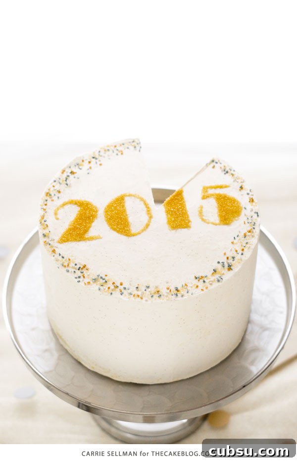 New Years Eve Sprinkle Cake - free template UPDATED for 2019! | by Carrie Sellman for TheCakeBlog.com
