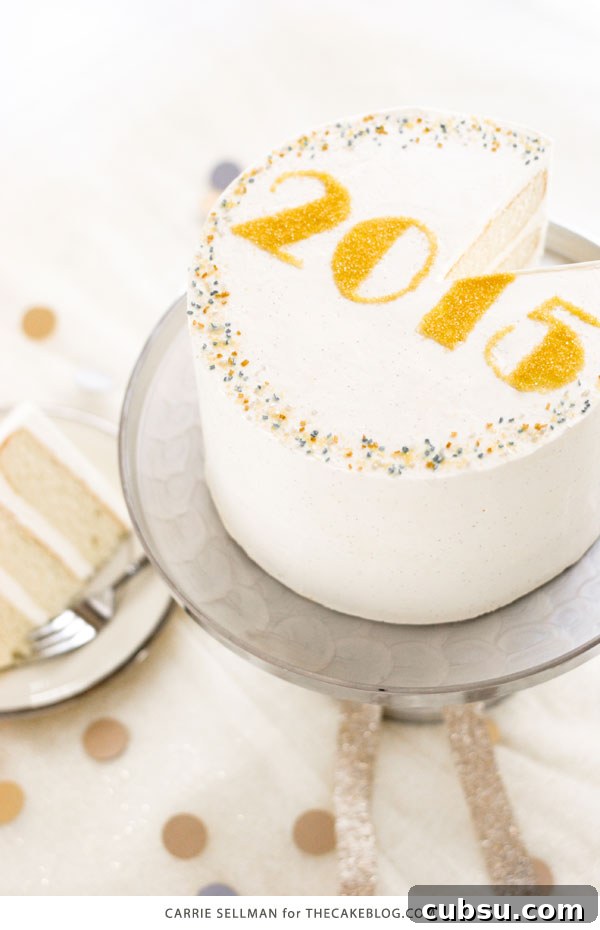 New Years Eve Sprinkle Cake - free template UPDATED for 2019! | by Carrie Sellman for TheCakeBlog.com