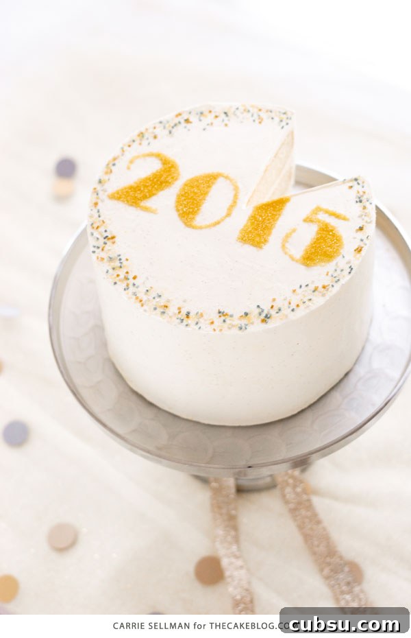 New Years Eve Sprinkle Cake - free template UPDATED for 2019! | by Carrie Sellman for TheCakeBlog.com