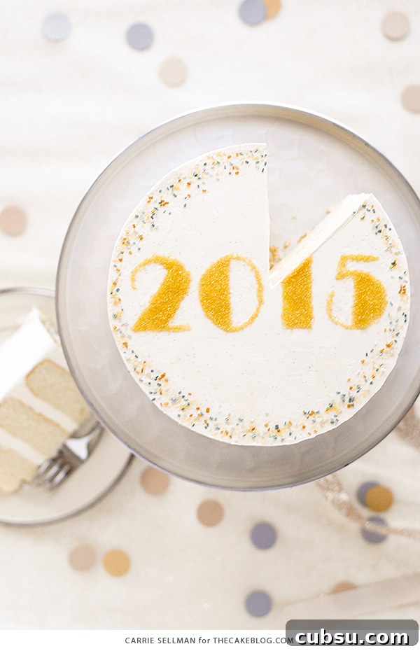New Years Eve Sprinkle Cake - free template UPDATED for 2019! | by Carrie Sellman for TheCakeBlog.com