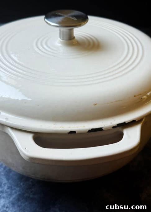 Dutch oven with lid on