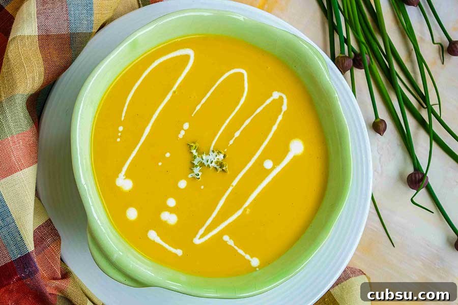 butternut squash apple fall soup in a bowl
