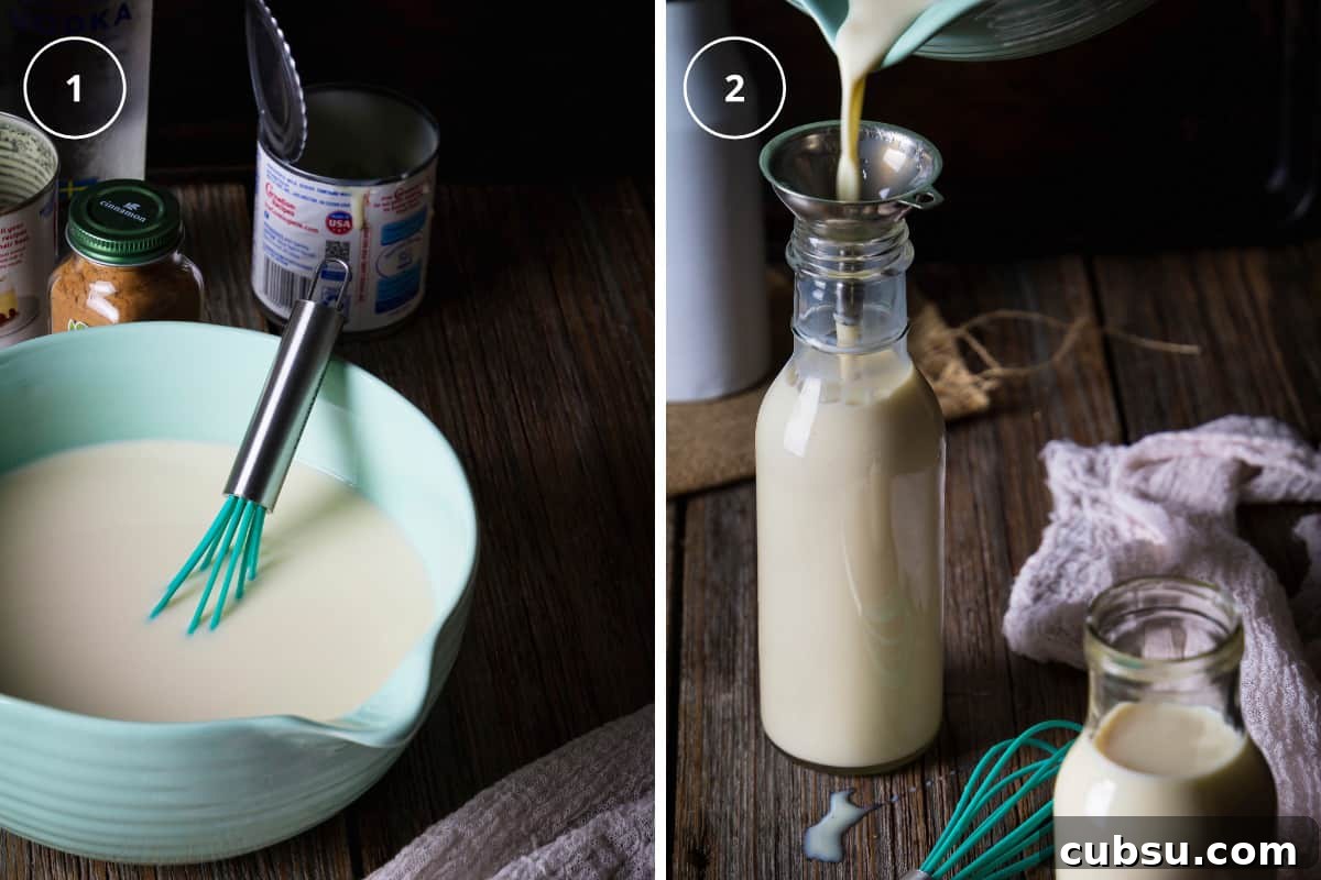 Melktertjies Milk Tart Cocktail Recipe: Creamy South African Drink 4 Two step to making milk tart shooter. Mix all ingredients, then pour into bottles and chill.