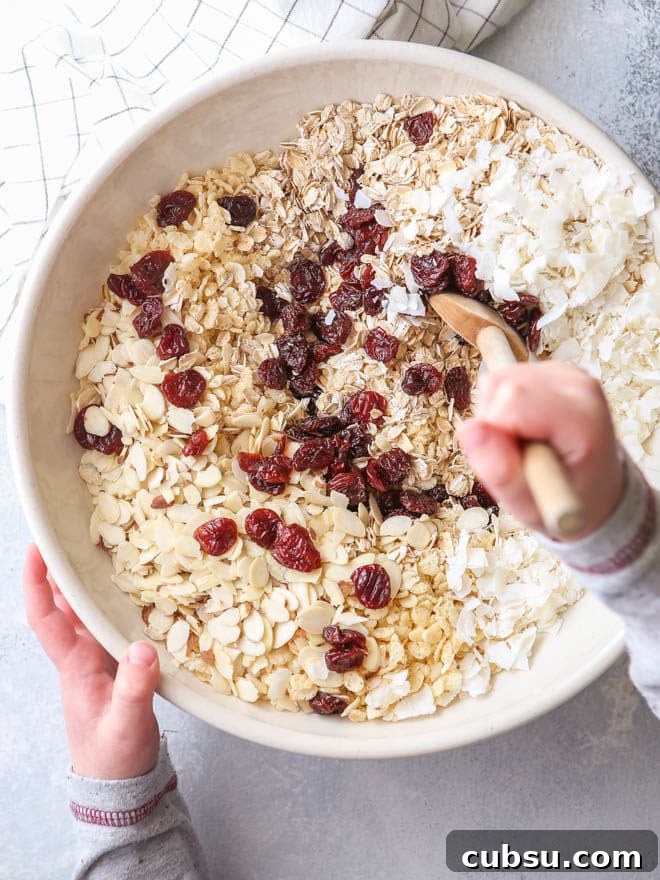 Cherry, Almond & Coconut Cereal Bars Recipe for Homemade Snacks 3 No-bake cereal bars with dried cherries, almonds, and coconut