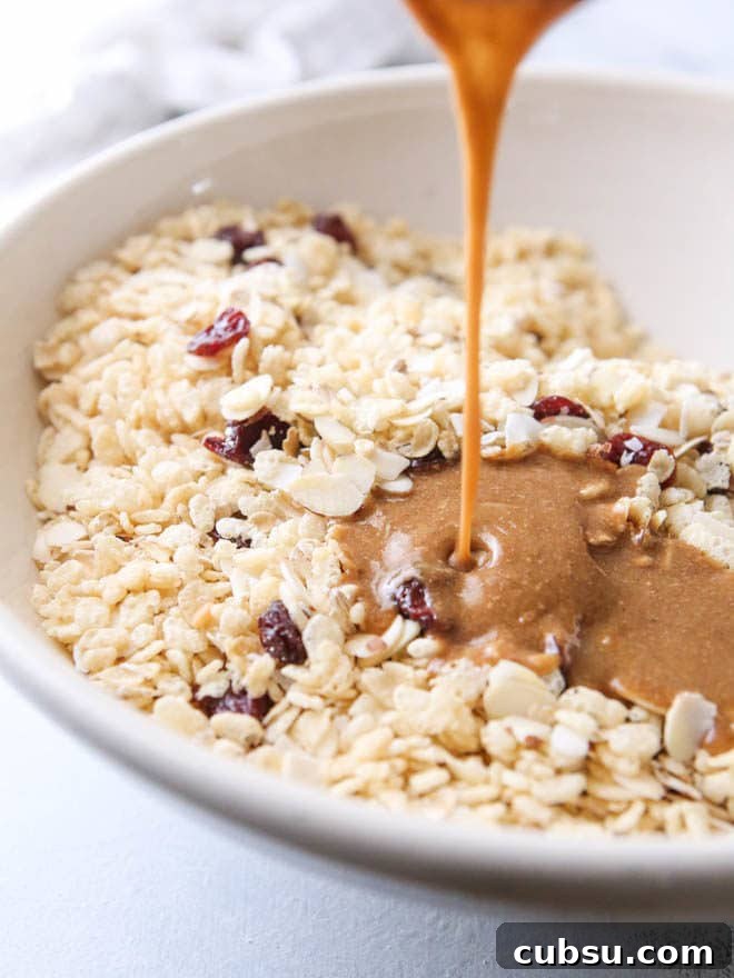 Cherry, Almond & Coconut Cereal Bars Recipe for Homemade Snacks 4 No-bake cereal bars with dried cherries, almonds, and coconut