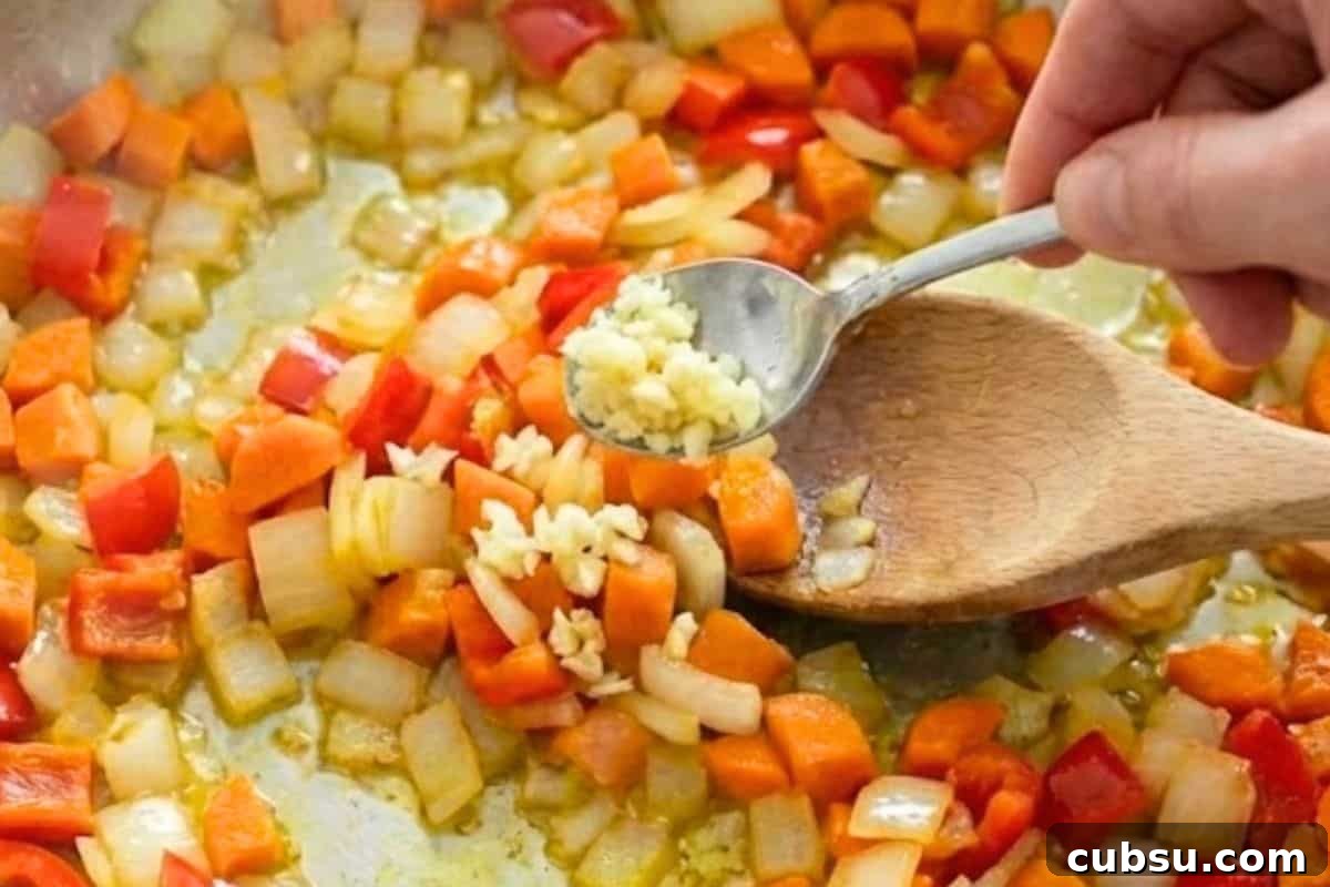 Stir in the garlic and let it cook for two minutes