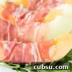 Prosciutto, Melon & Burrata Salad with Balsamic Glaze 5 Sweet melon wrapped in salty prosciutto then topped with creamy burrata. Easy, low-carb lunch.