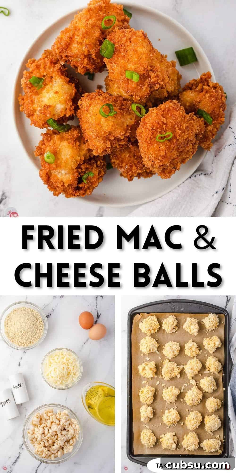 pinterest pin image for mac and cheese balls
