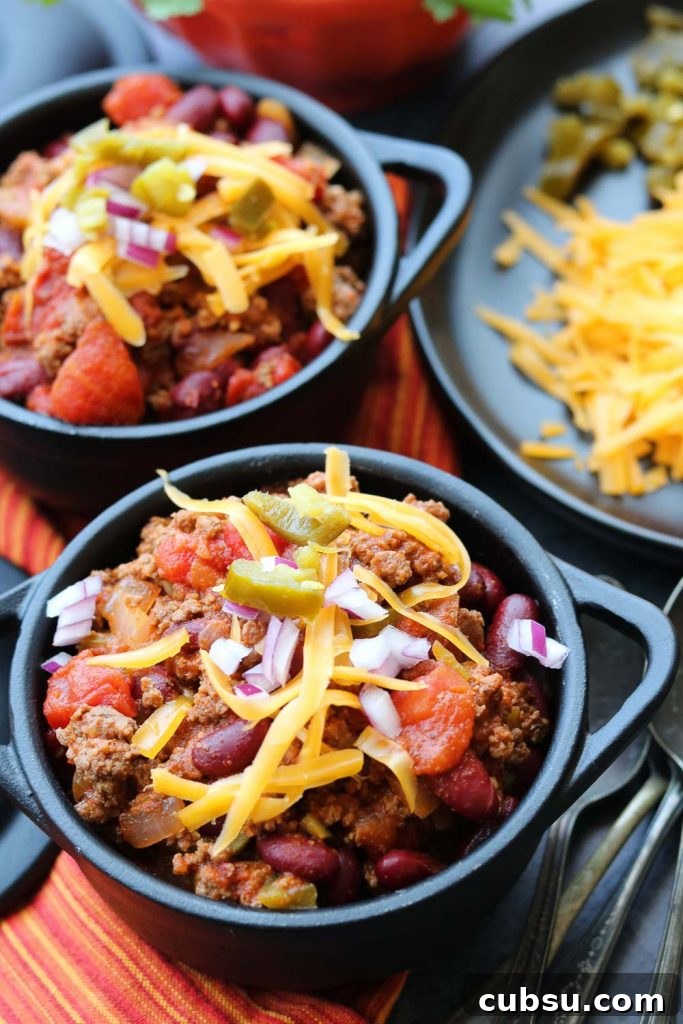 Beef Chili in cast iron cocotte 