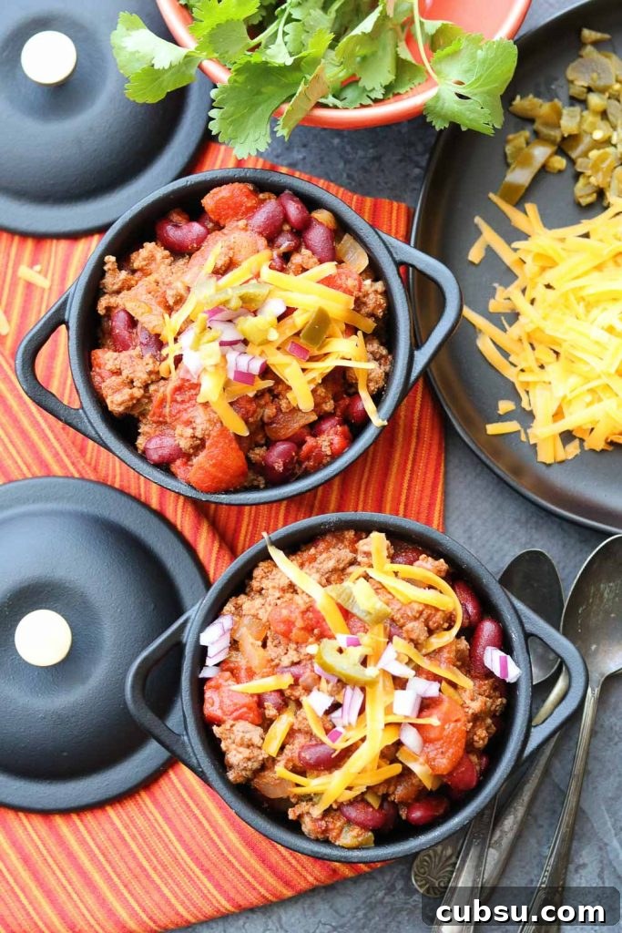 Comforting Fast and Easy Beef Chili ready to eat