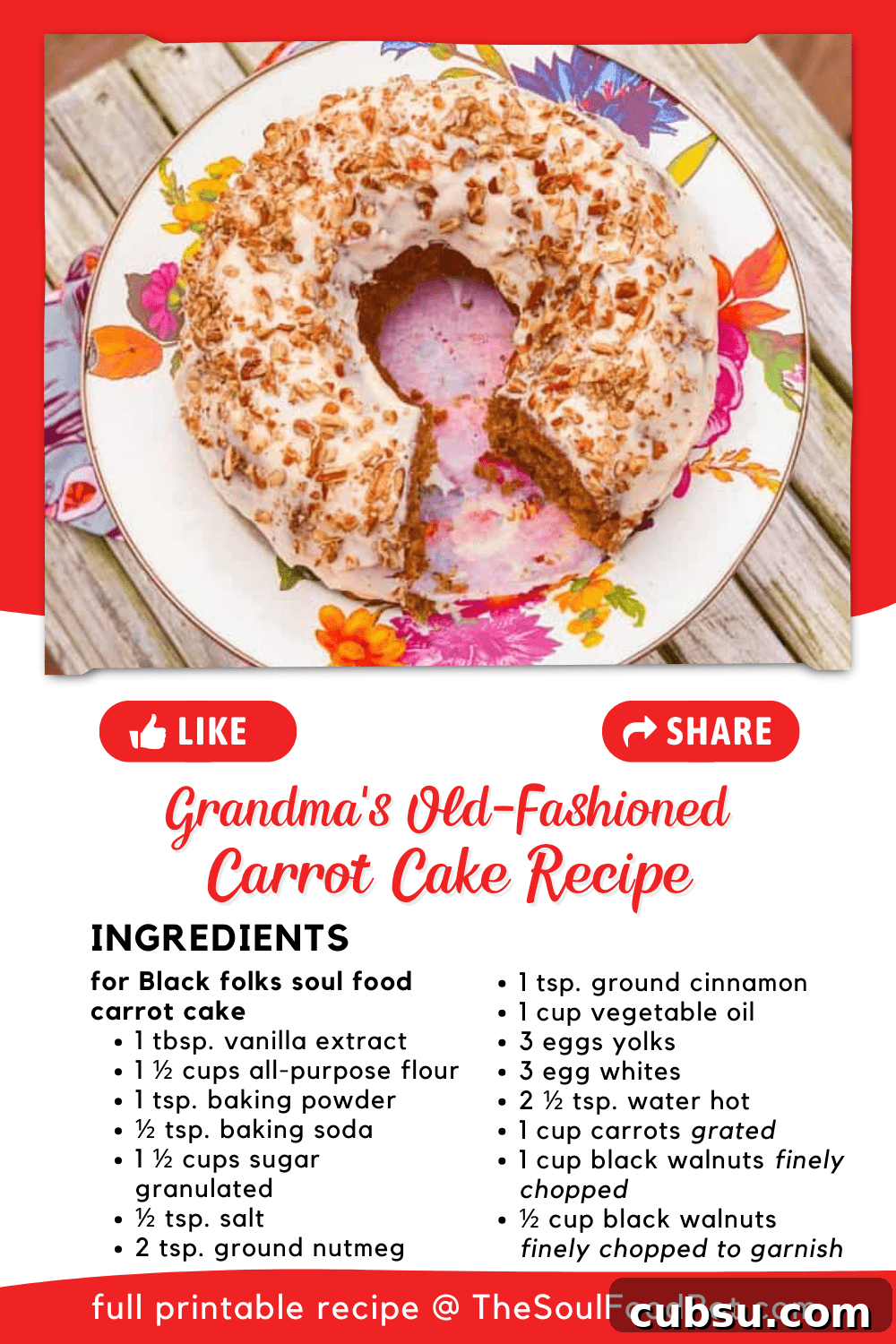 Grandma's Old Fashioned Carrot Cake Recipe