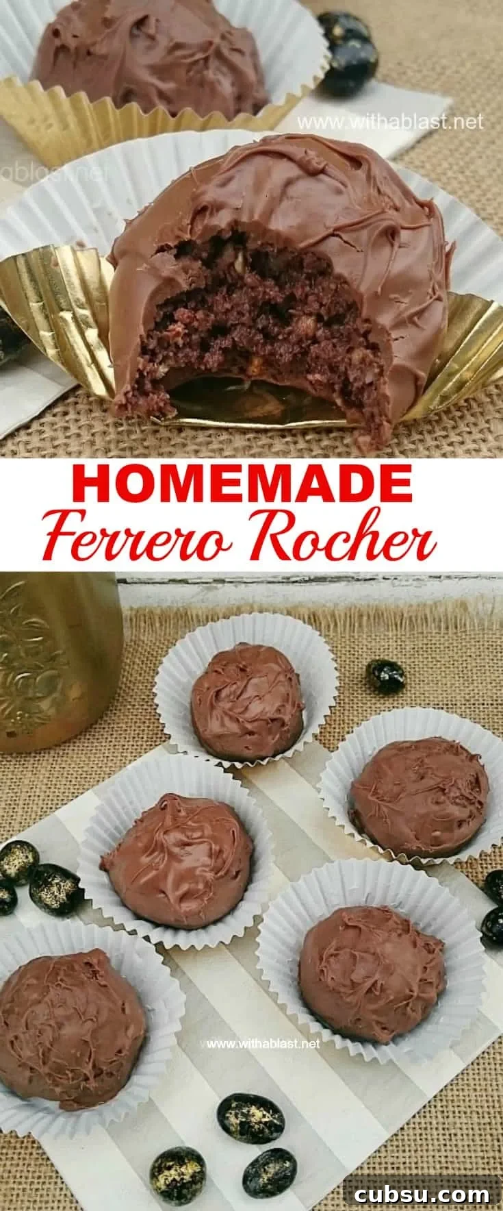 Make these worldwide popular Ferrero Rocher treats at home using only FOUR ingredients - quick and easy ! Make these worldwide popular Ferrero Rocher treats at home using only FOUR ingredients - quick and easy !