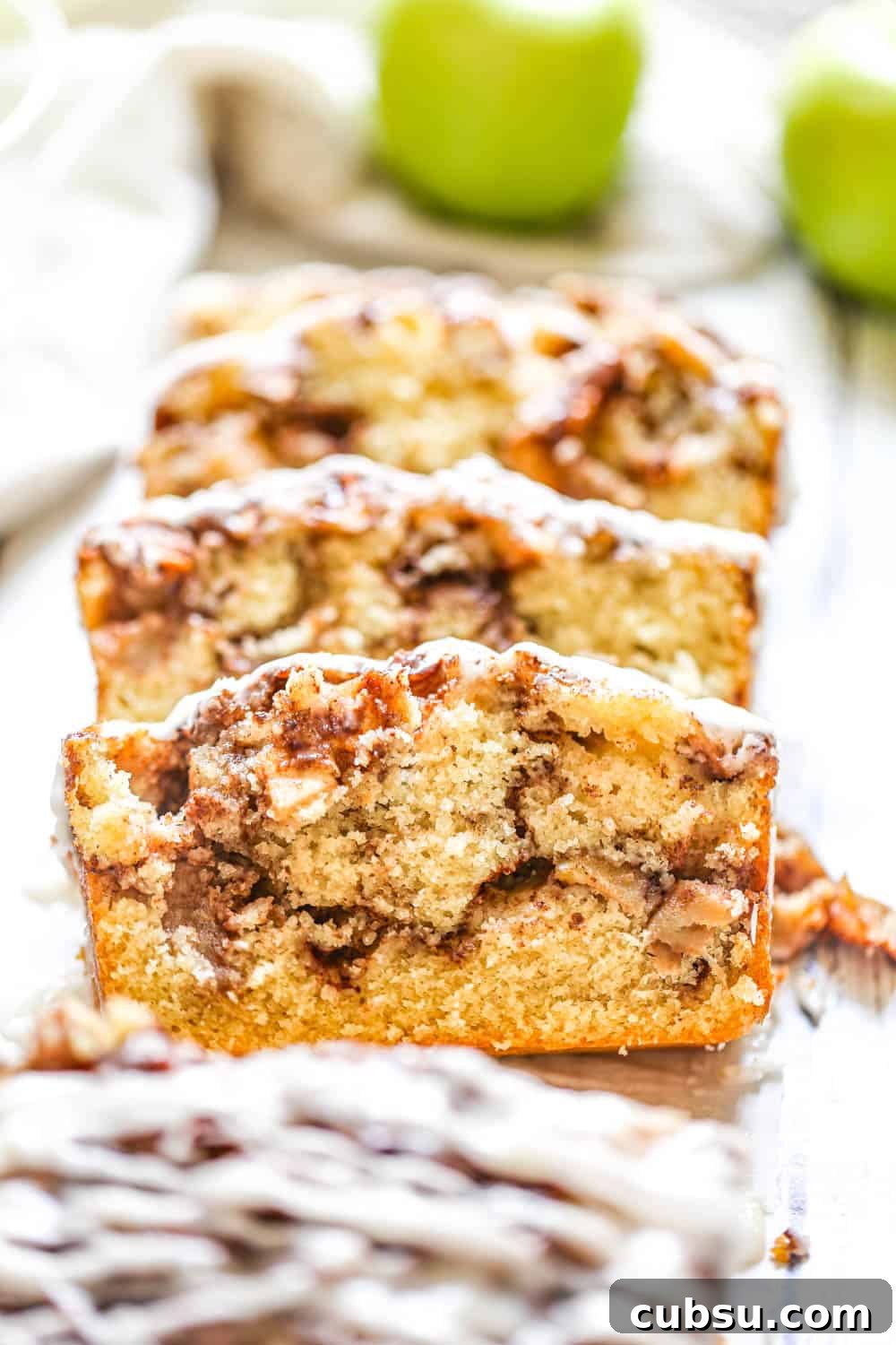 Apple Fritter Bread loaf with cinnamon‑brown sugar swirl