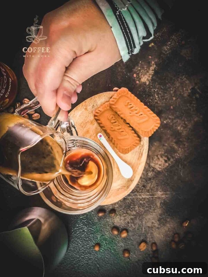 Pour espresso into the serving glass.
