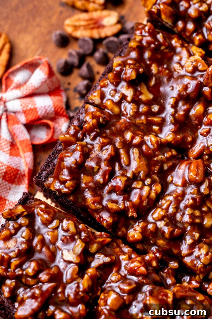 Top view of brownies with filling on top.