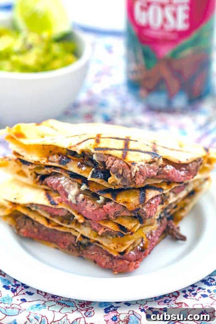 Flank Steak Quesadillas with Gorgonzola