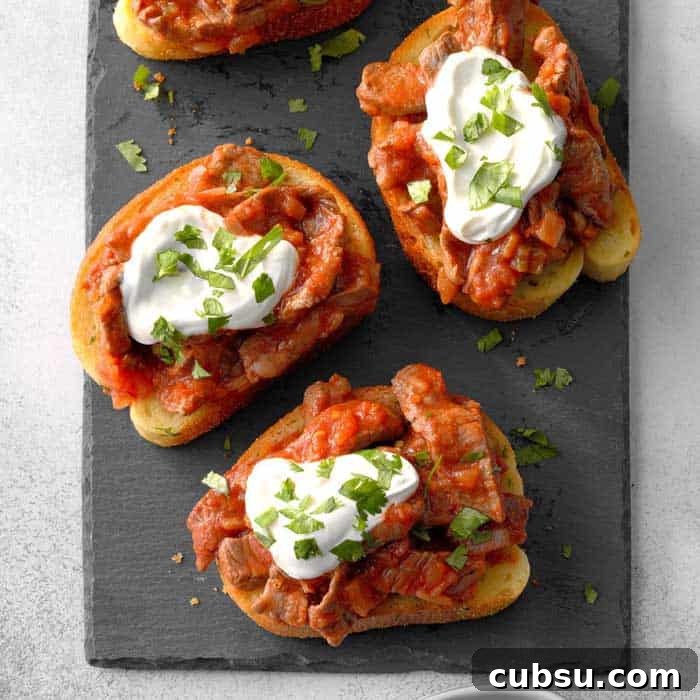Salsa Steak Garlic Toasts