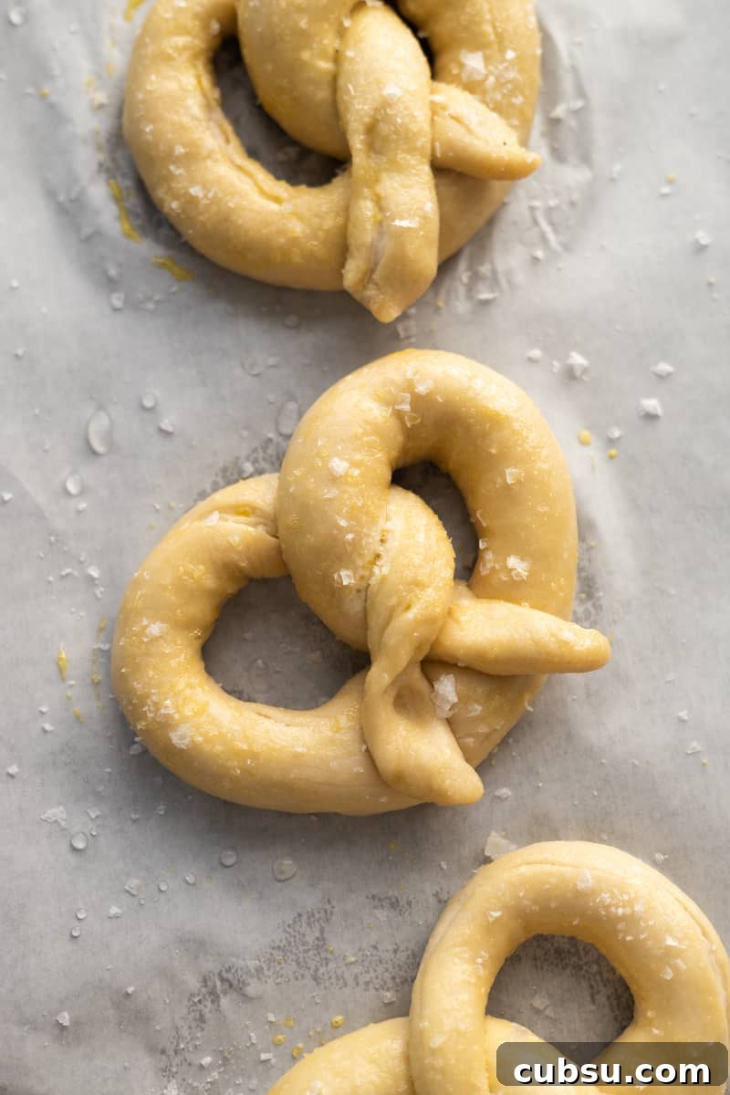 Crispy Sourdough Discard Pretzels: Tangy Soft-Baked Recipe 13 Pretzel sprinkled with flaky sea salt.