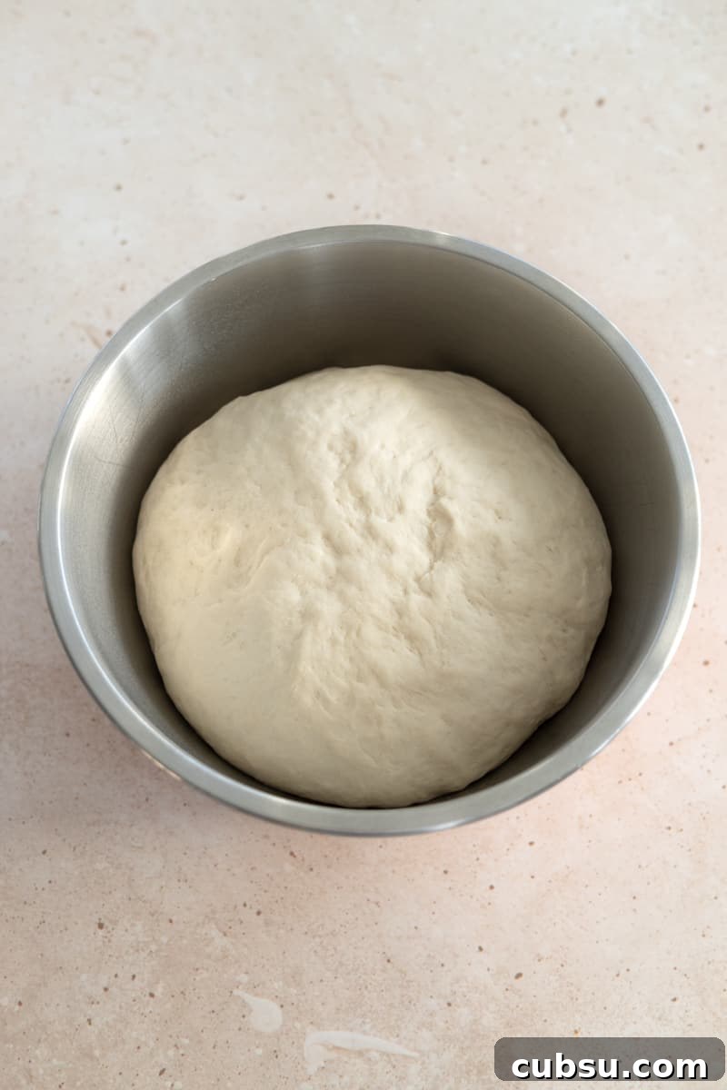Crispy Sourdough Discard Pretzels: Tangy Soft-Baked Recipe 6 Dough in a large bowl after rising.