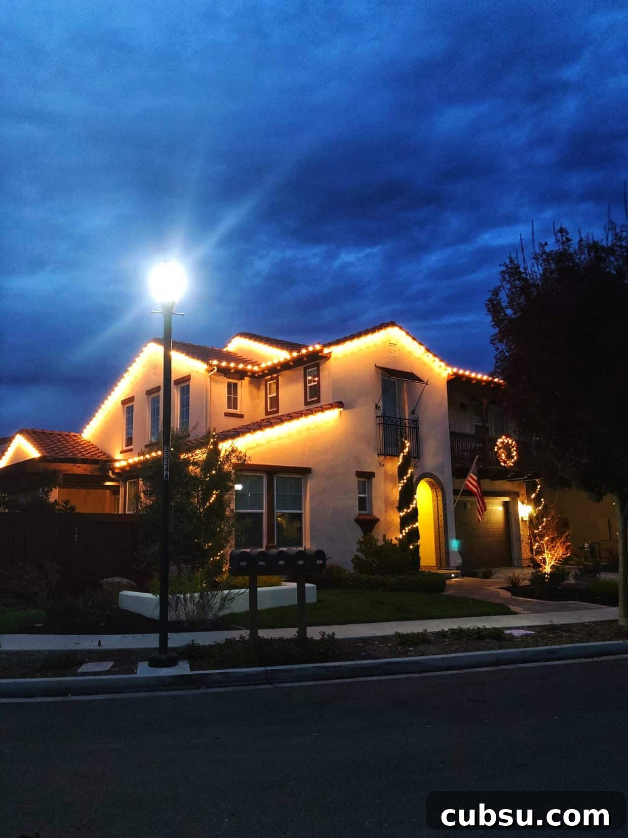 Holiday lights at home.