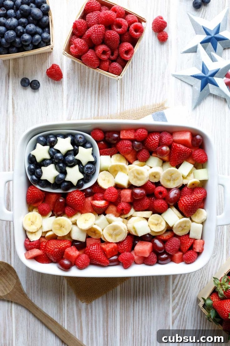 fruit salad arranged like a flag