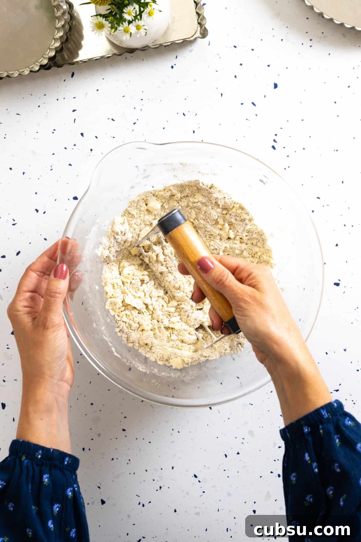 Blending Tart Dough with pastry blender
