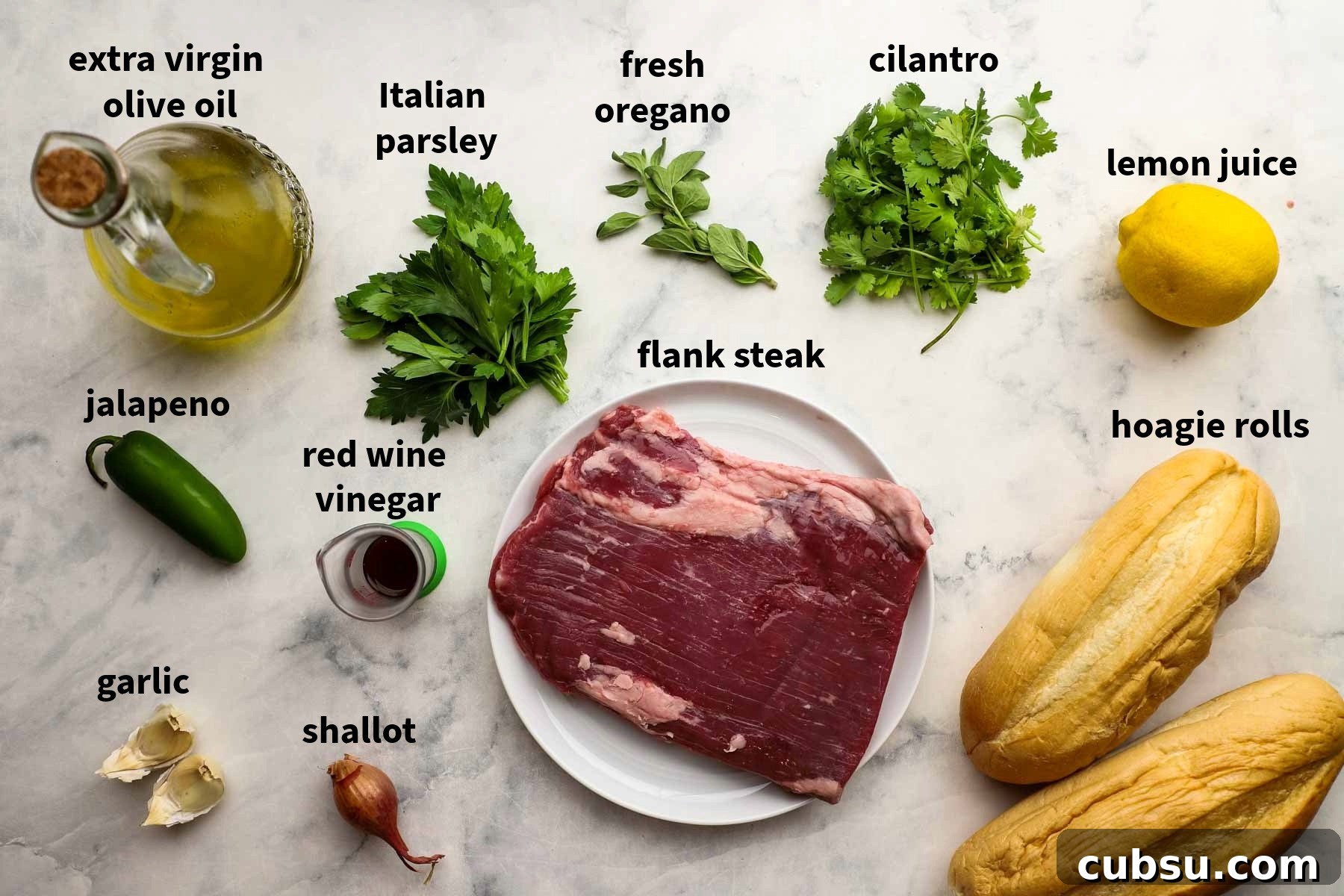 Juicy Steak Sandwich with Fresh Chimichurri Sauce 4 ingredients used to make steak sandwich with chimichurri