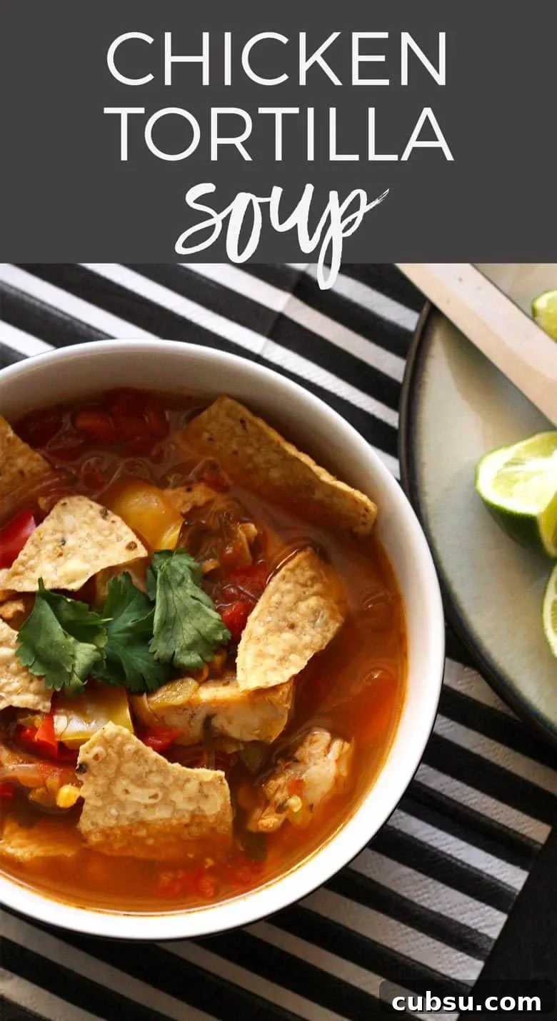 Authentic Mexican Chicken Tortilla Soup Recipe 5 This chicken tortilla soup is easy to make thanks to pre-cooked chicken - you can even use a rotisserie chicken. It is full of vegetables and spice! Make it anytime of year for the perfect feel good soup recipe!