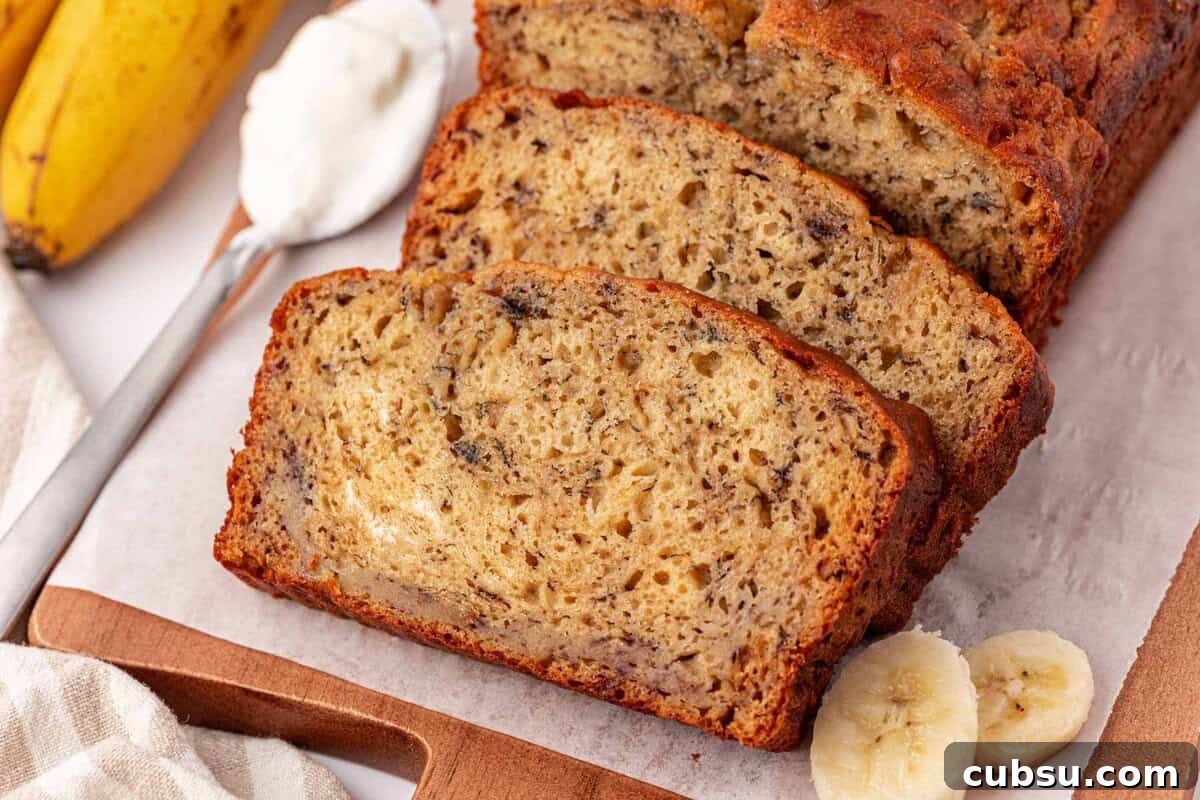 Moist Greek Yogurt Banana Bread Recipe for Tender Loaves 3 greek yogurt banana bread