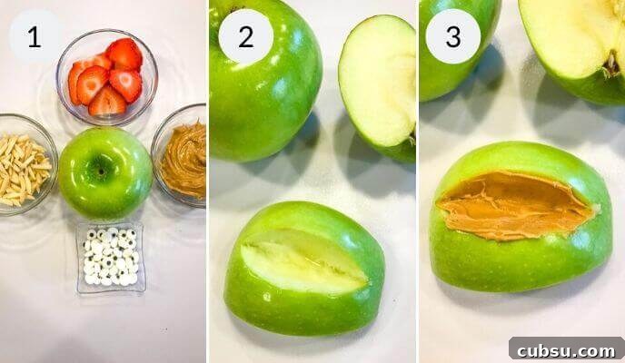 Halloween Apple Monster Snack Ideas 5 Cutting the fruit.