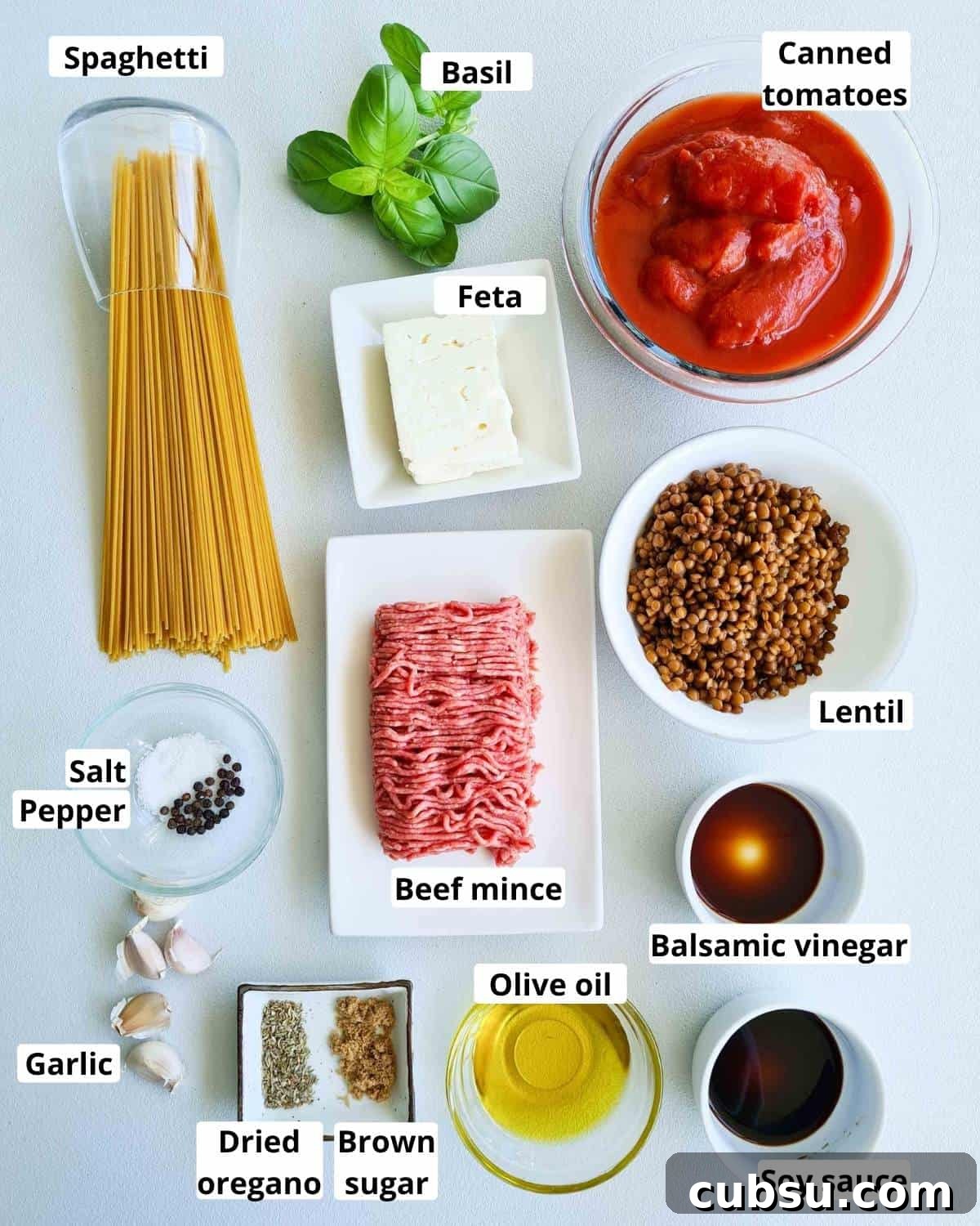 All the ingredients required to make this recipe, labeled