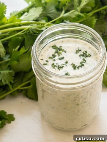 cilantro lime ranch in a mason jar
