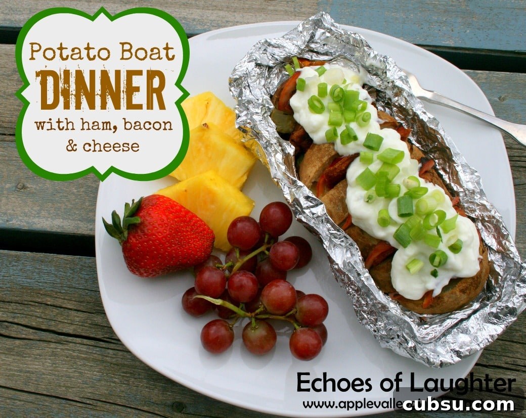 20+ Fun Camping Snacks and Meals Kids Will Love 43 Potato Boat Dinner