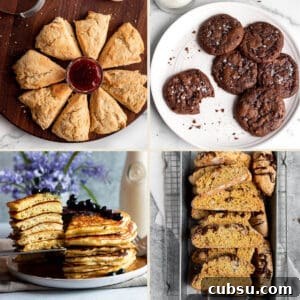 25 Creative Uses for Sourdough Discard: Recipes & Tips 29 Four photos of sourdough discard recipes. Pancakes, biscotti, cookies and scones.